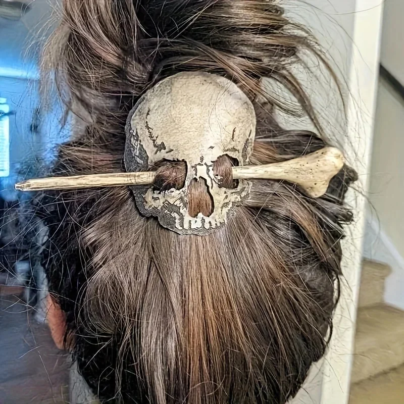 Épingle à Cheveux Vintage, Style Antique, Tête de Mort, Sophia, Gothique, Accessoire pour Halloween, 1 Pièce