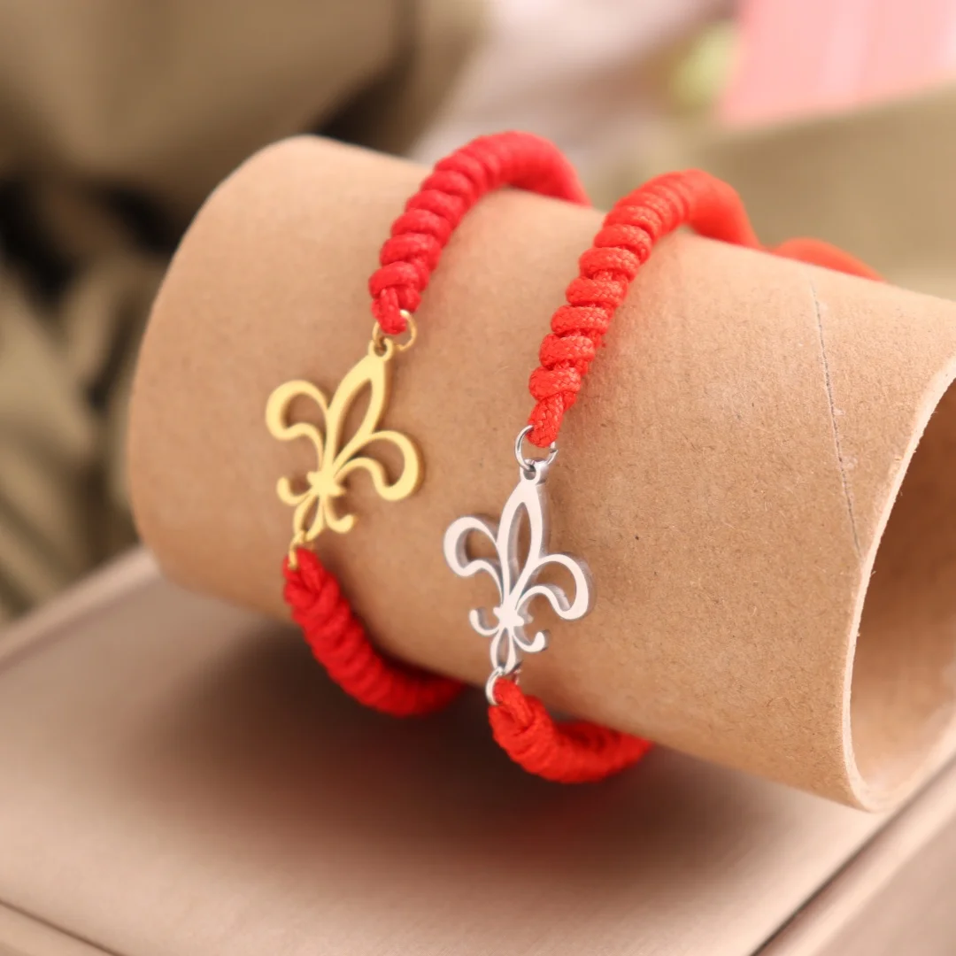 Edelstahl Fleur De Lis Anhänger Armbänder Lilie Blume Saint Nicholas Lotus Katholischen Französisch Königshaus Armbänder Frauen Schmuck – Detail 1