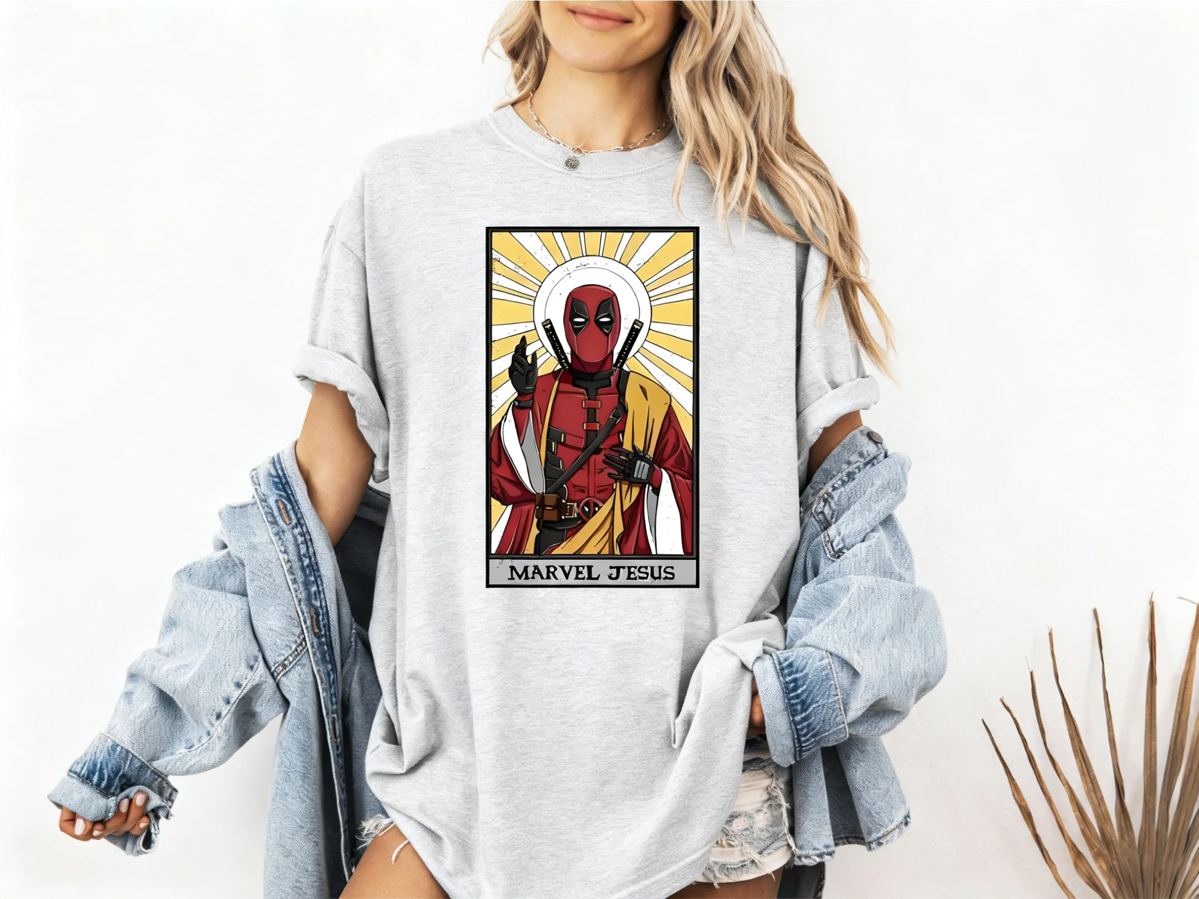 ألوان أعجوبة يسوع قميص ديدبول يسوع تي شيرت مضحك الراحة الدينية الأعلى مارفل ديدبول تي شيرت المنتقمون يسوع تي شيرت الصيف الخريف #6