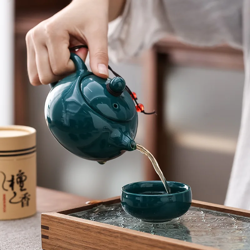 Kungfu Tea Set One Pot Four Cups Can Sandalwood Stove Chinese Ceramic Cup Incense Burner Gift Box Ceremony