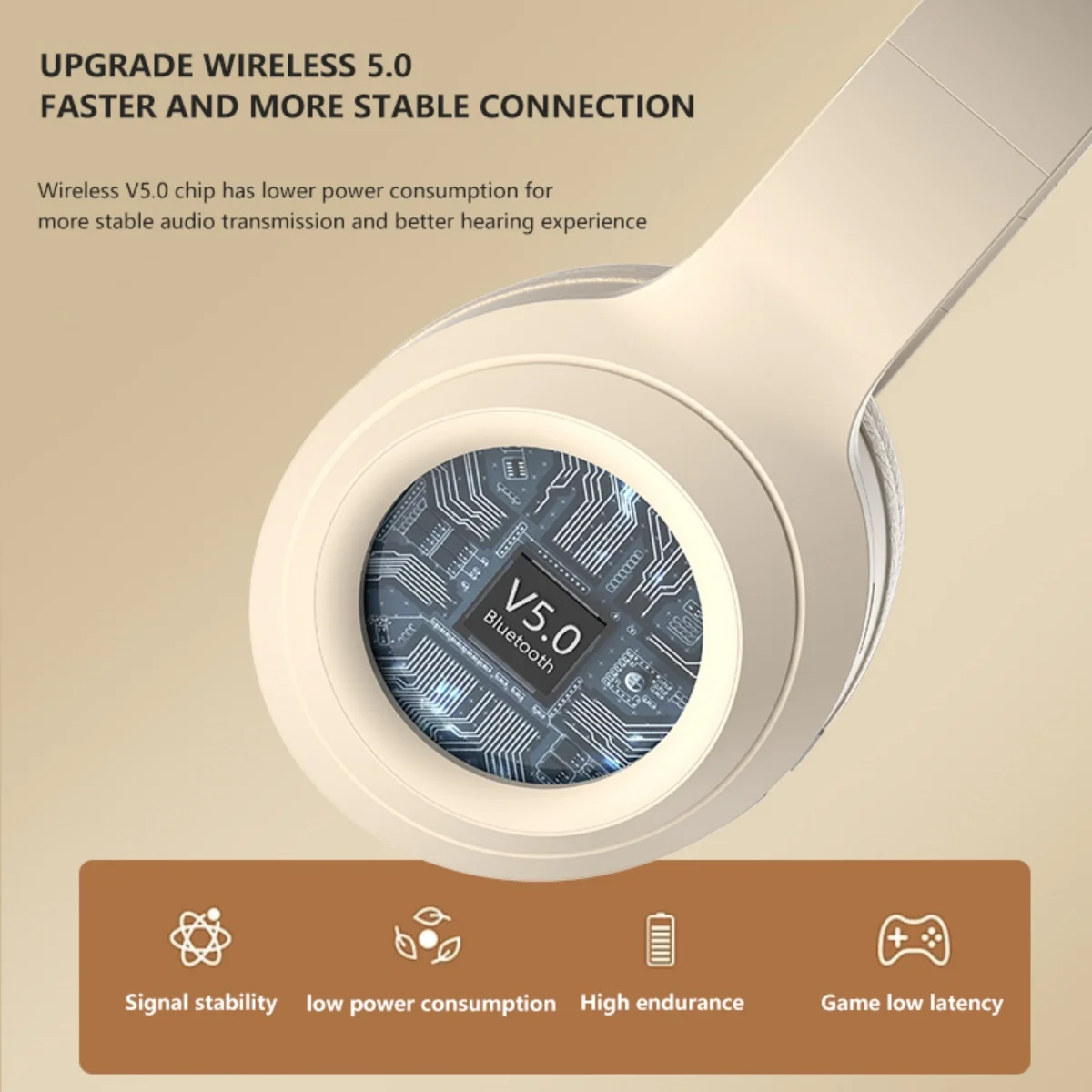 سماعات أذن لاسلكية بلوتوث إلغاء الضوضاء من زييكويو قابلة للطي مع ميكروفون رياضي سماعات أذن أصلية للألعاب