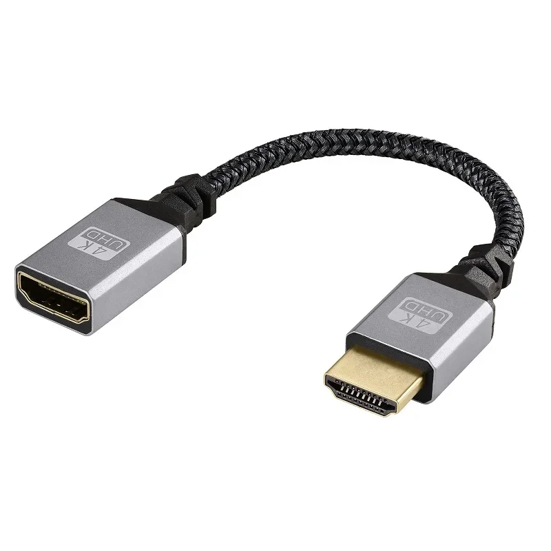 4K UHD V2.0 Cable Nylon Braid HD HDMI Male Straight/Left/Right/UP/Down To HDMI Fmale Extension Cable for HDTV PS4 Switch