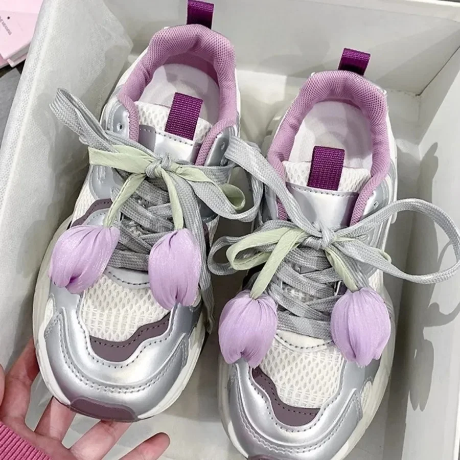 1 Pc tulipe fleur bricolage lacet boucle ornements personnalité chaussure fleur DE chaussures d'entraînement lacets décoratifs accessoires