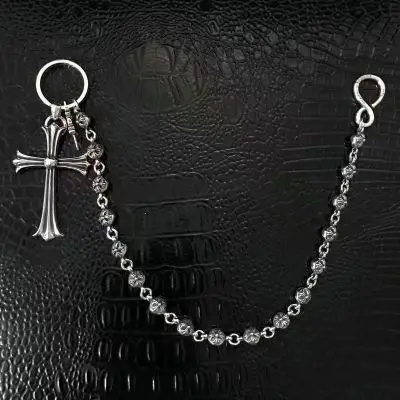 CHROME HEARTS fashion new 2025 Cross flower ball buckle pants chain Wrap chain personality vintage cross chain