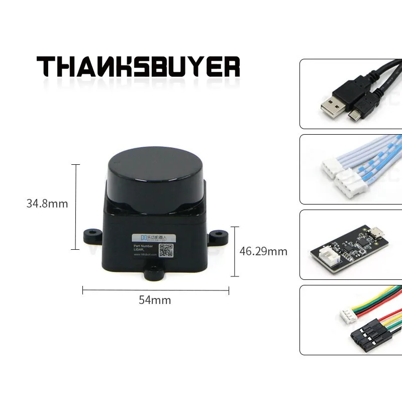 WHEELTEC STL-19P LiDAR 지능형 로봇 레이저 레이더, 직렬 포트 어댑터 보드, ROS1/2 TOF 범위 내장 브러시리스 모터