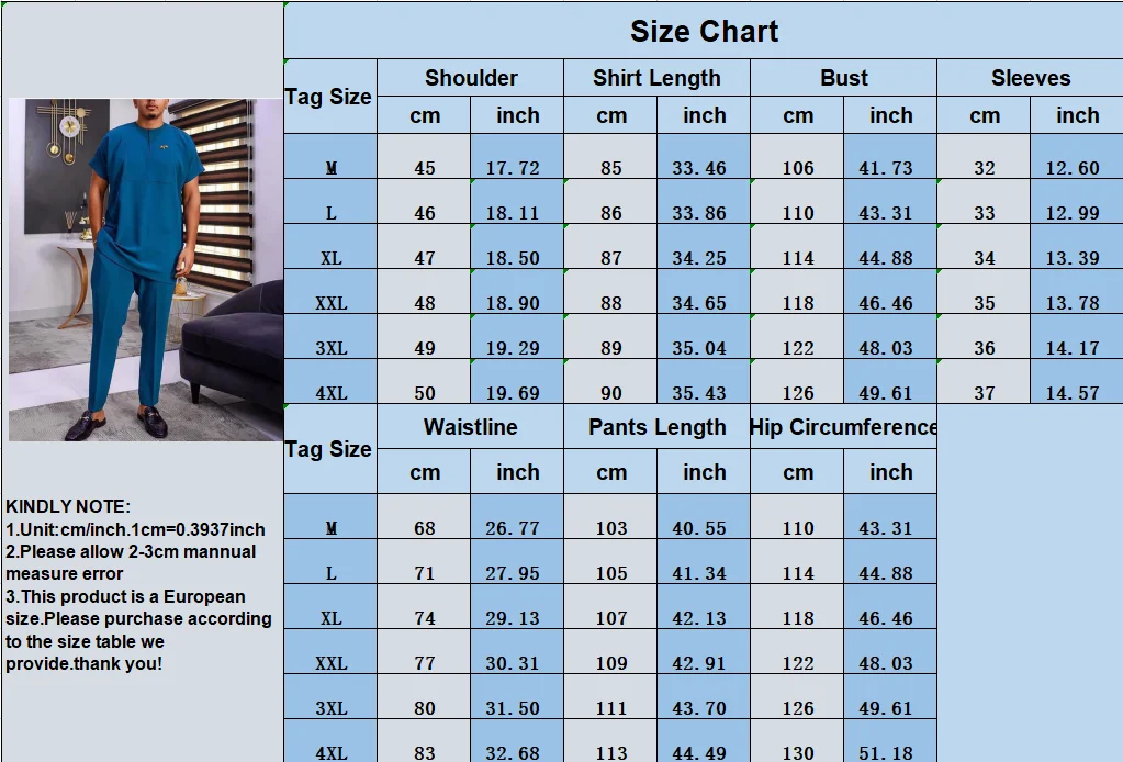 2024 Sommer neue Herren-Sets Kurzarm Rundhals ausschnitt einfarbig einfaches Hemd und Freizeit hose zweiteiliger afrikanischer Herren anzug (M-4XL) – Detail 2