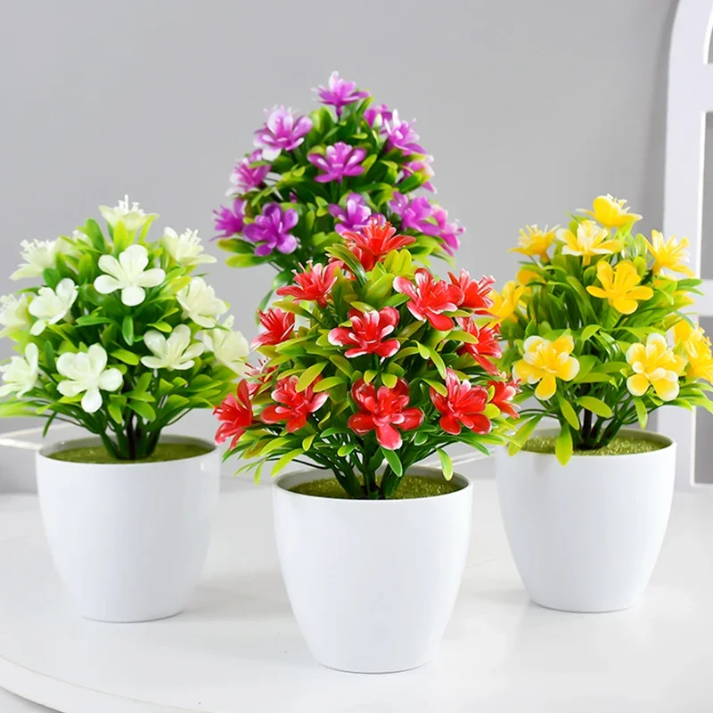 Plante artificielle en Pot, 1 pièce, petit bonsaï, Pot de fleurs, ornements d'arbre simulé, décoration de Table pour mariage, maison, hôtel, bureau, fausses plantes