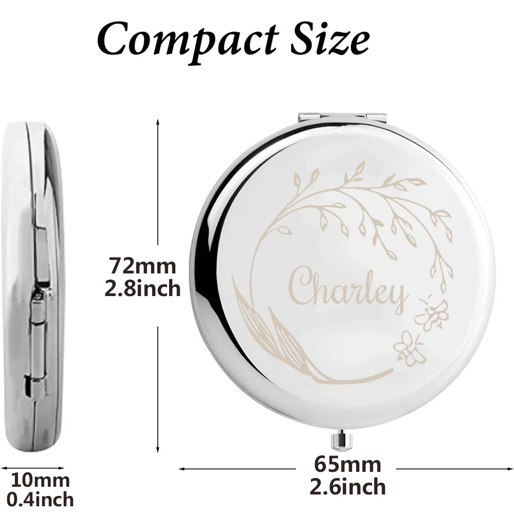 Personalized Three Color Compact Folding Cosmetic Mirror, Custom Name, Lovely Birthday & Party Gift for Friends and Family