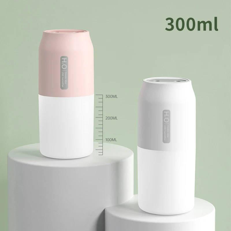 

300ml Dual Sprayer Air Humidifier 2000mAh USB Rechargeable Battery Wireless Aroma Mist Maker Fogger Diffuser Light Umidificador