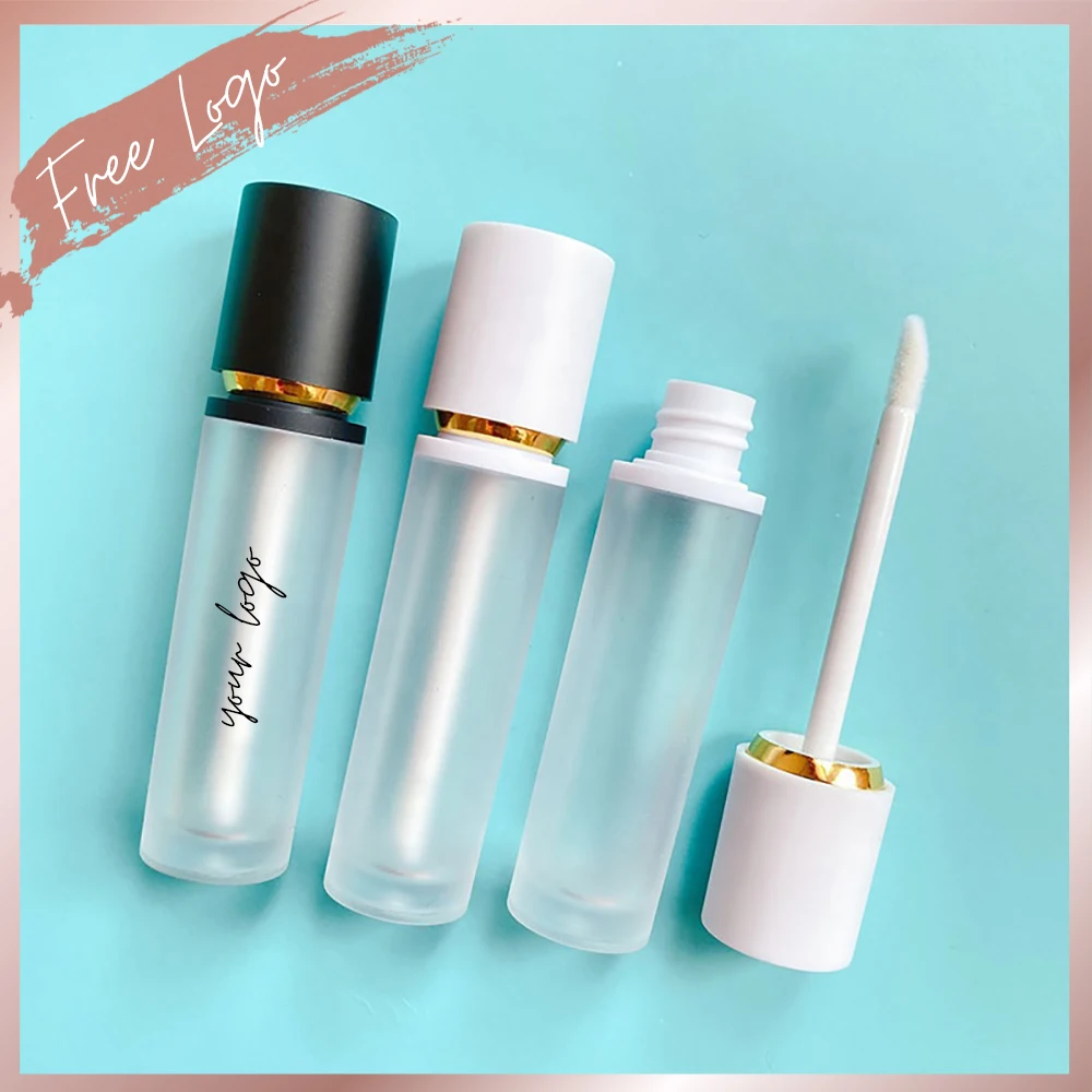 Doe Foot Applicator Empty Lip Gloss Tube Custom Logo Frosted Lip Glaze Bottle Wholesale High-quality 4ml Round Thick Wands