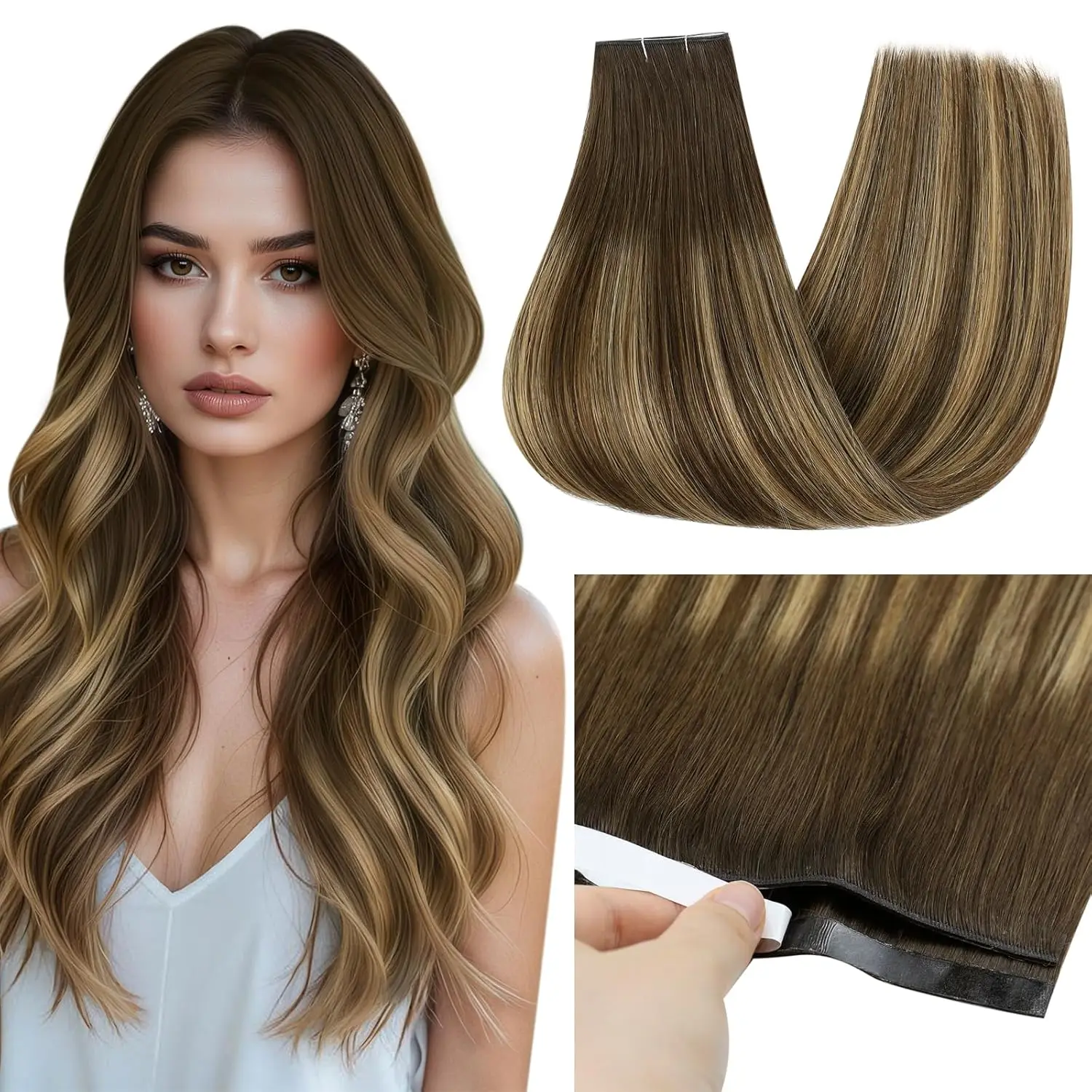 

[НОВИНКА] Ugeat Remy Tape in Extensions Genius Real Human Hair Weft Pu Tape in Hair Extensions 50G One Piece для свадьбы или вечеринки