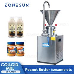 ZONESUN Colloid Mill Stainless Steel Refiner Blueberry Jam Peanut Butter Spice Grinding Machine Colloidal Mill Machine ZS-GM60