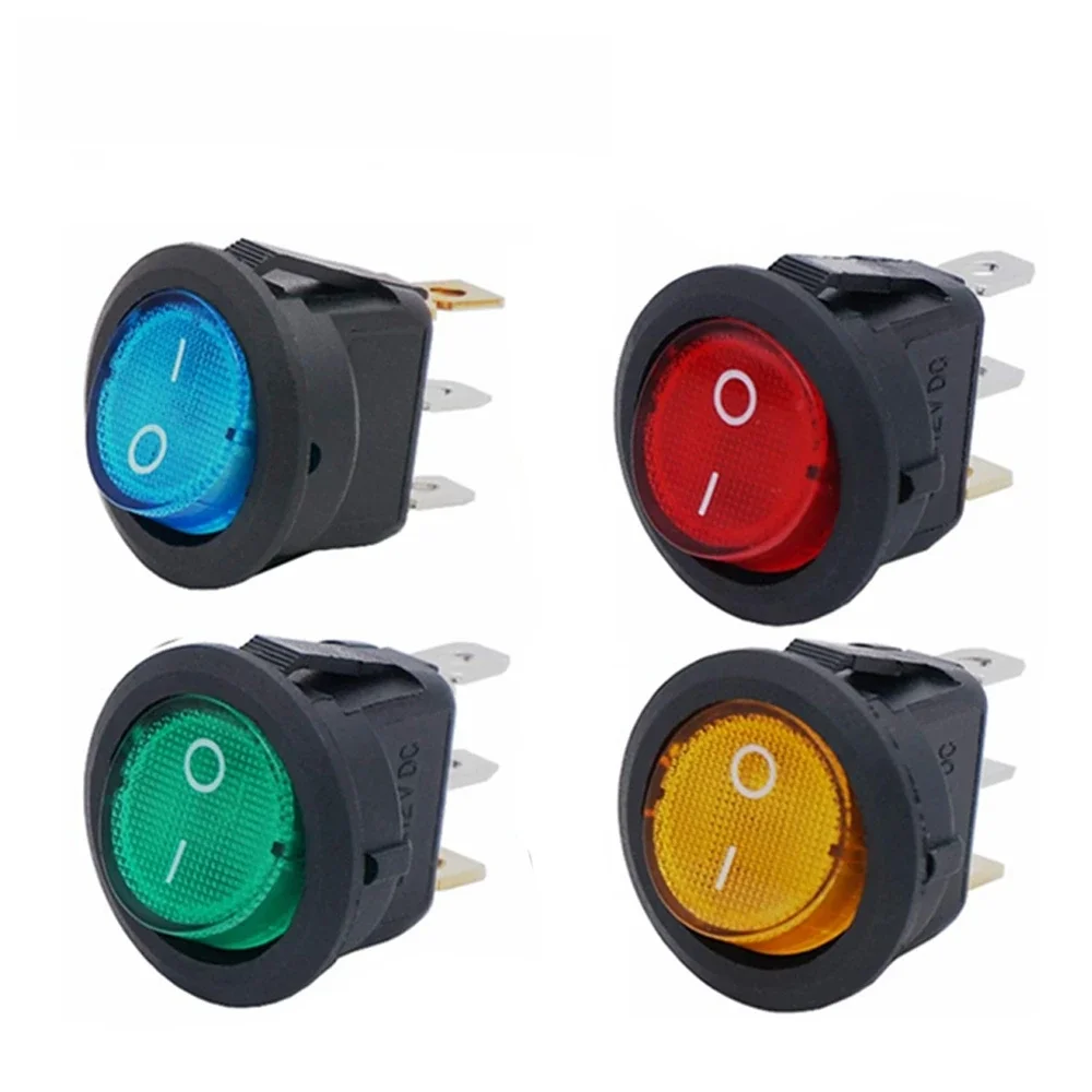 4/5/12 Stück 3-Pin Runder LED-Schalter 20A 12V DC mit Farbschalter Wippschalter für Auto, Motorrad, Boot, Bus, Wohnmobil