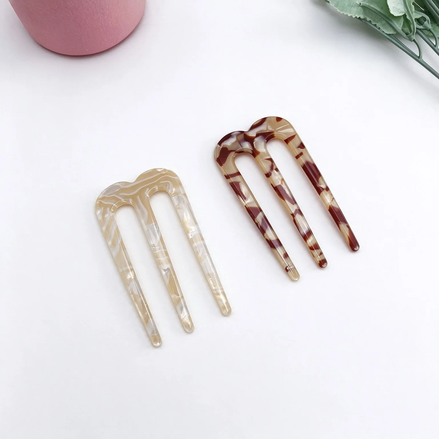 1pc French Hair Pins for Women U Shaped Hair Forks Vintage Hairstyle Accessories Fashion 3 Prong Bun Hair Sticks