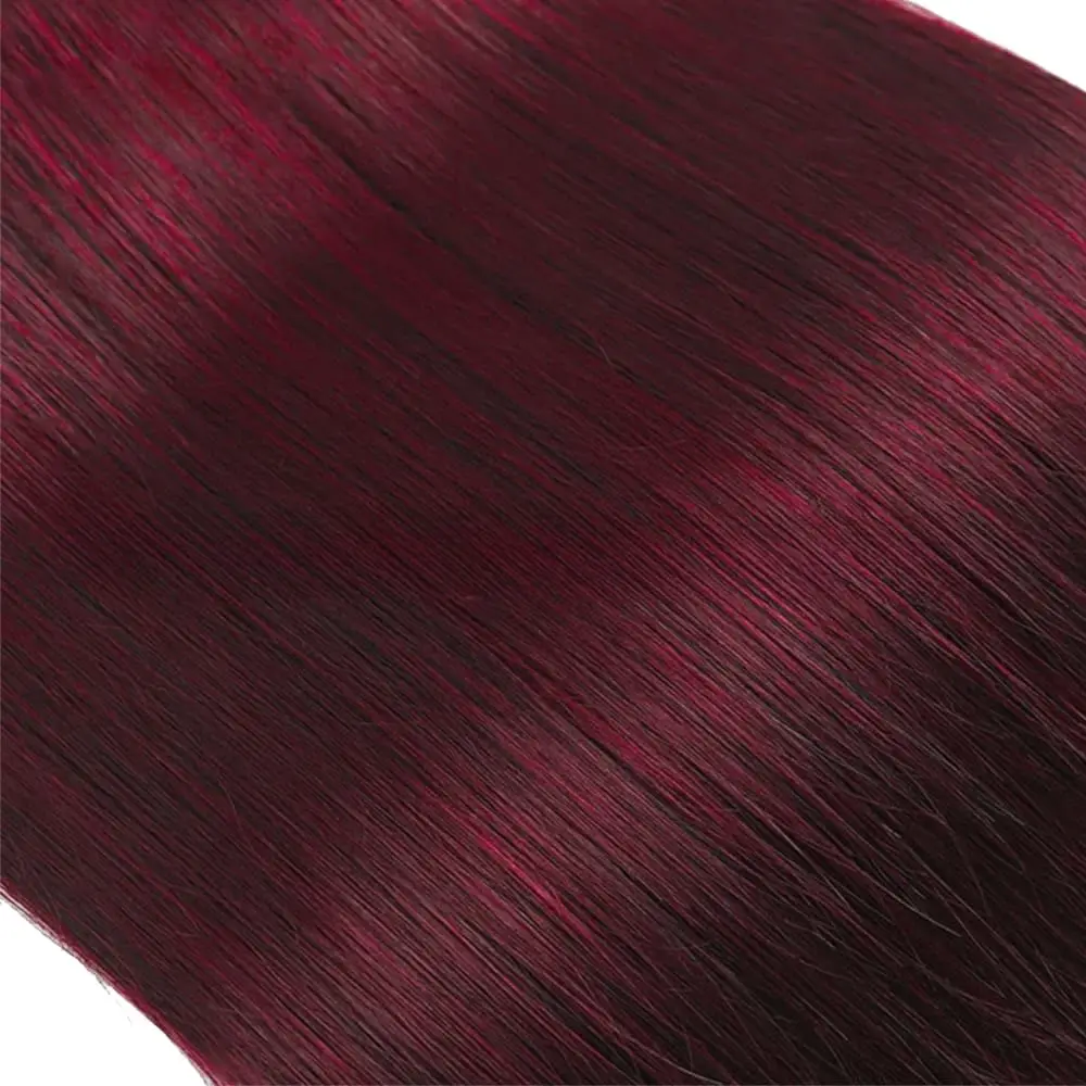 99J Bundel Rambut Manusia Burgundy Lurus Bundel Rambut Manusia Warna Merah Rambut Brasil 1/3 Bundel Ekstensi Rambut Virgin Remy 100G