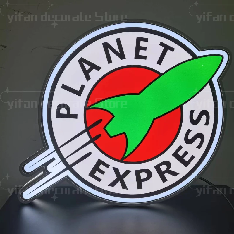 Planet Express Logo LED Nightlight Gift 3D Print Desktop Lightbox Custom Wall Decor for Kids Illuminated Gaming Room Light Sign