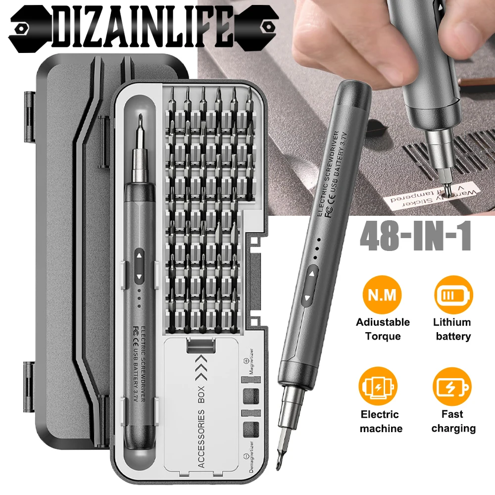 46 in 1 Electric Precision Screwdriver Set Portable Screwdriver Set Power Tool Kit Magnetic Screw Kit for Watch Phone Repair