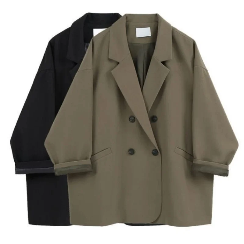 Oversize Blazer Women Suit Korean Chic Black Blazer Casual Coat Streetwear Luźne kurtki Solidna odzież damska Student New — zdjęcie 2