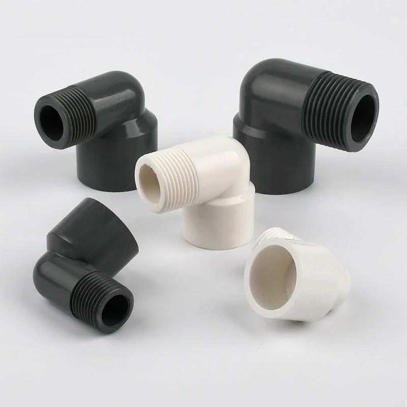Connecteur PVC blanc 20 25 32mm à 1/2 "3/4" 1 ", réducteur égal à 90 degrés, raccord à filetage mâle, Joint coudé pour l'irrigation du jardin
