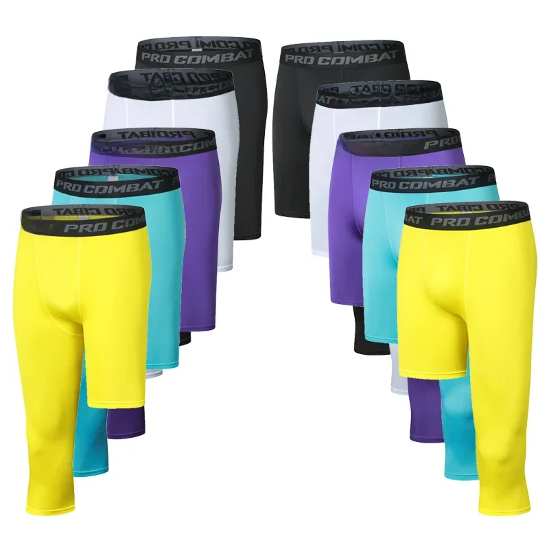 Hommes garçon fille enfants enfants course une jambe collants pantalons de gymnastique basket-ball Football Fitness exercice Sport Capri Leggings 95