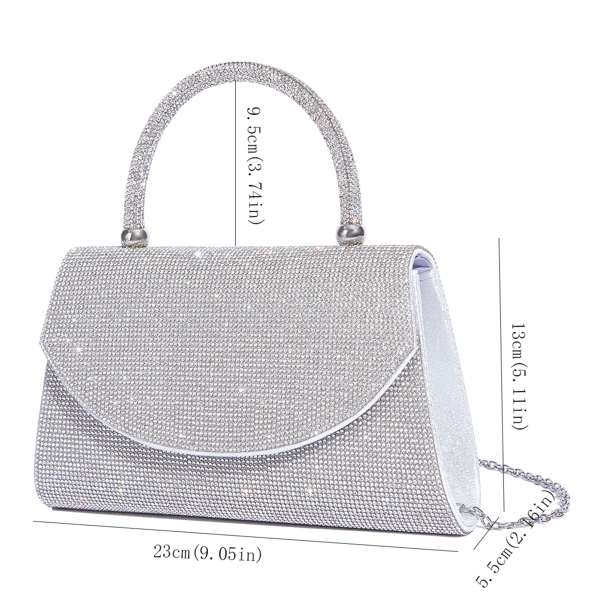 @Luxury Rhinestone Handbag Party Shiny Evening Bag Fashion Shoulder Bag Wedding Silver Bag Women\'s Purse