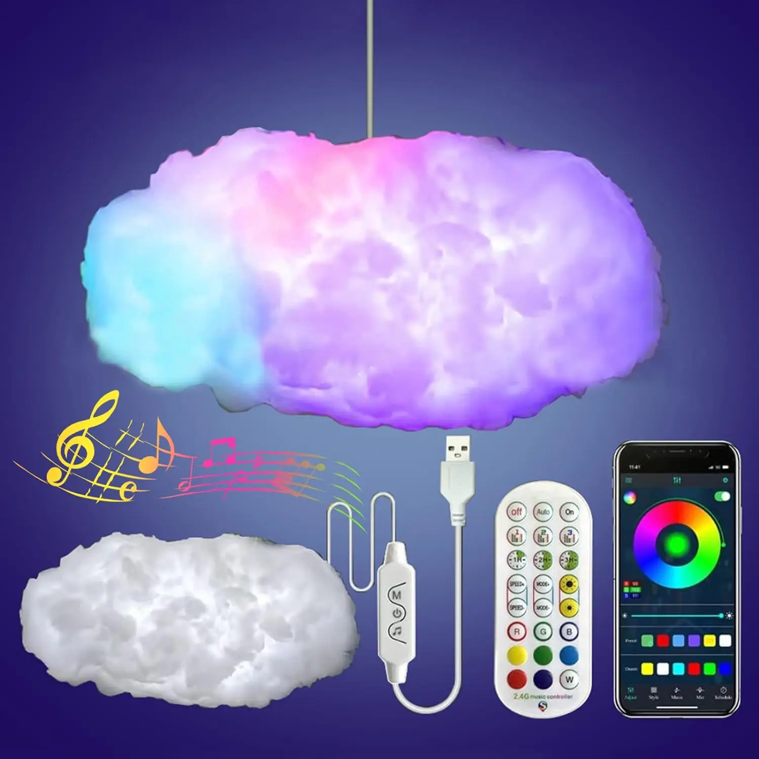 3D Creative Cotton Cloud Lightning Light , DIY Thundercloud LED Light,Atmosphere Lights for Gaming Room Party Garage Club Bar