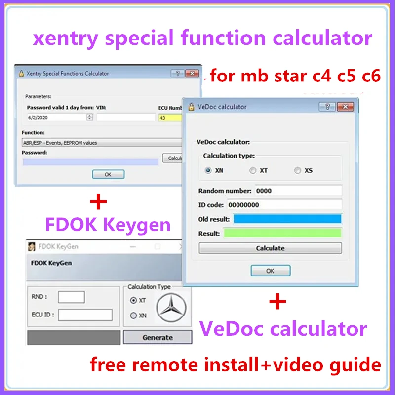 2024 Hot Sell Xentry Das Special Function Calculator + Vedoc Calculator with FDOK Keygen for MB StarC3 C4 C5 C6 free install