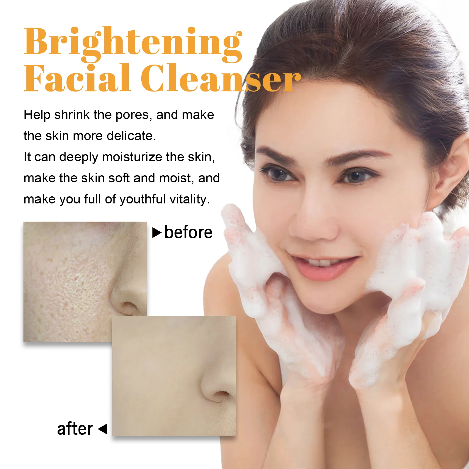 Hoygi 100ml Turmeric Brightening Facial Cleanser Face Glowing Exfoliating Remove Blackhead Shrink Pores Hydrating Face Cleaner
