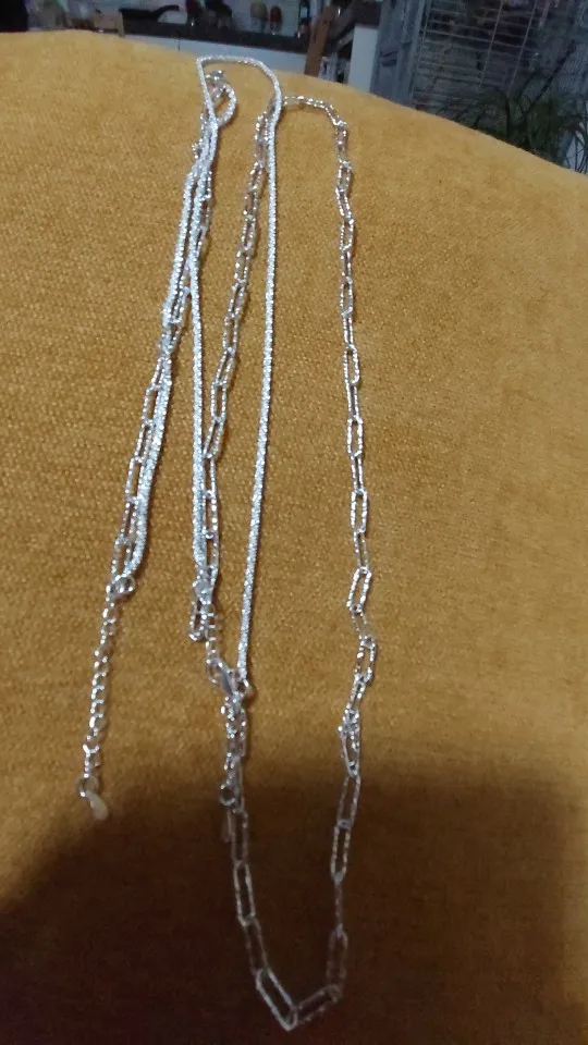 2pcs Charms 925 Sterling Silver Necklace Bracelet set for women men Paperclip Chain fine Design Match Daily Party wedding party photo review