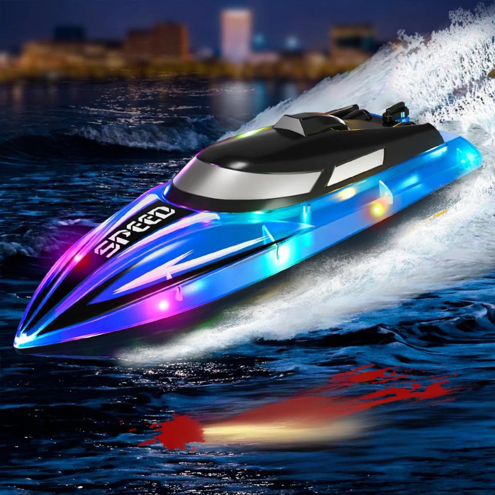Speed RC Race Boat Hull Lighted Decorative Funny Toys for Park Birthday Racing Park Boat Water Run Fast RC Boat Gift
