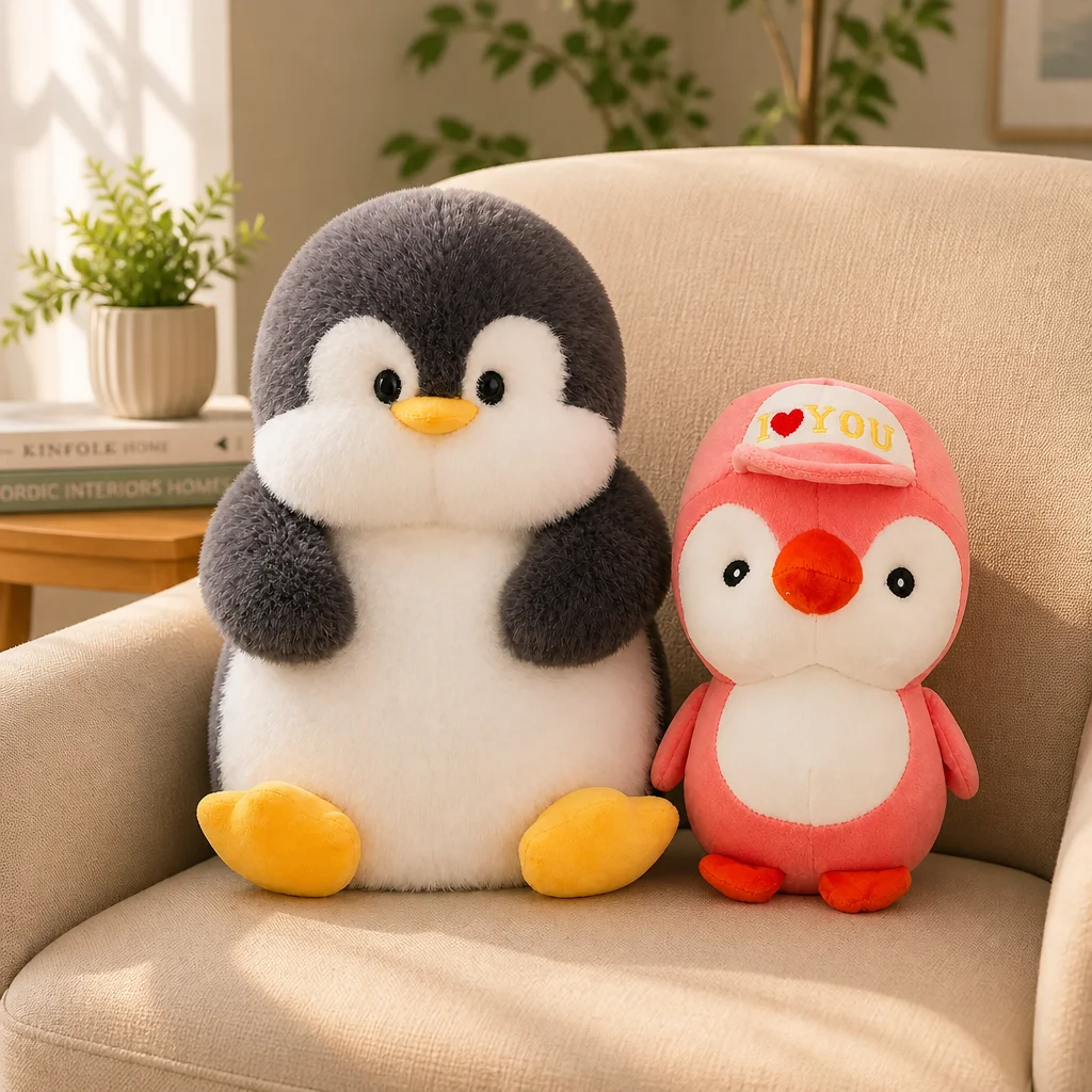 Peluche Morbido a Forma di Pinguino Kawaii - Design con Cappello o "Dundu" - Opzione Confezione Combinata o Singola - Regalo Creativo e Decorazione per Bambini