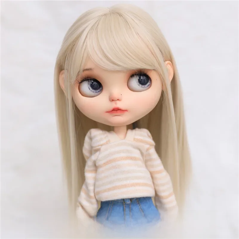 Perruque Blyth de 9 à 10 pouces, cheveux longs et lisses blond clair 0809