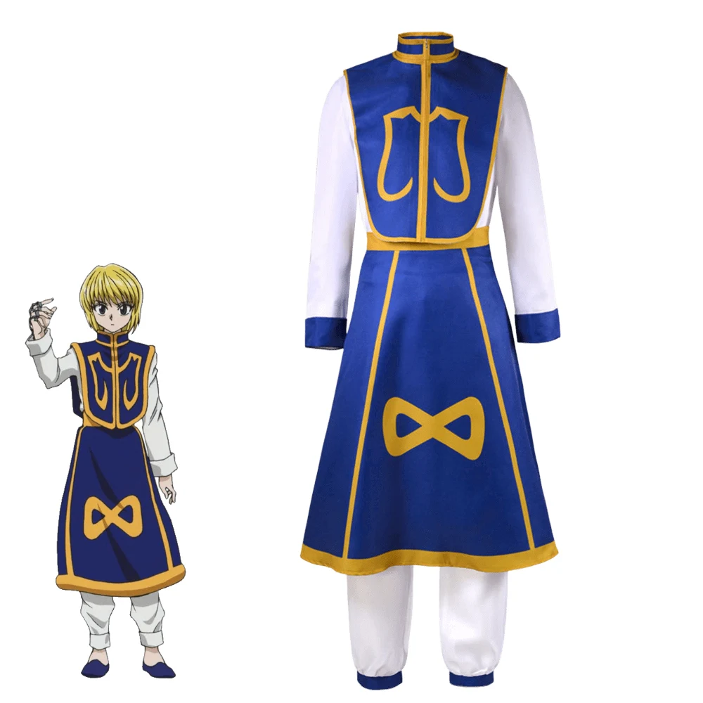 

Hunter Kurapika Cosplay Costume, Kurta Clan Blue Uniform Outfit, Anime Role Play Full Set for Unisex Halloween Carnival