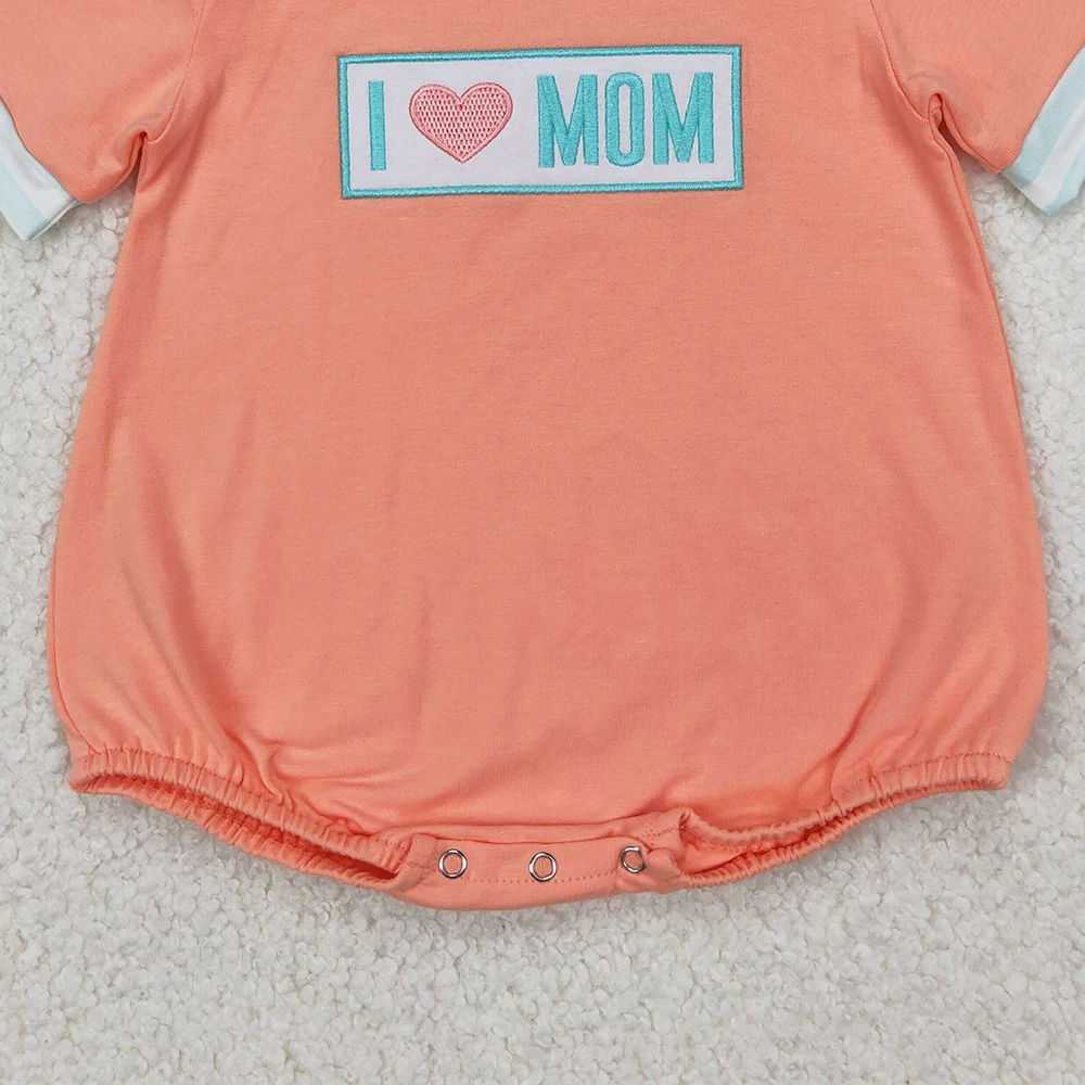 SR2949 Baby Boys Summer Rompers Embroidery Baby Infant Boys I LOVE MOM Rompers