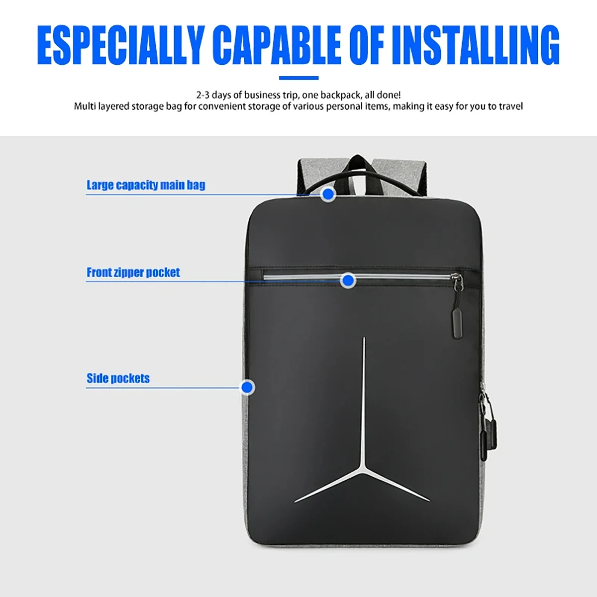 1pc Short Distance Business Travel, 16 Inch Large Capacity, Usb Interface, Computer Backpack, Leisure Multifunctional