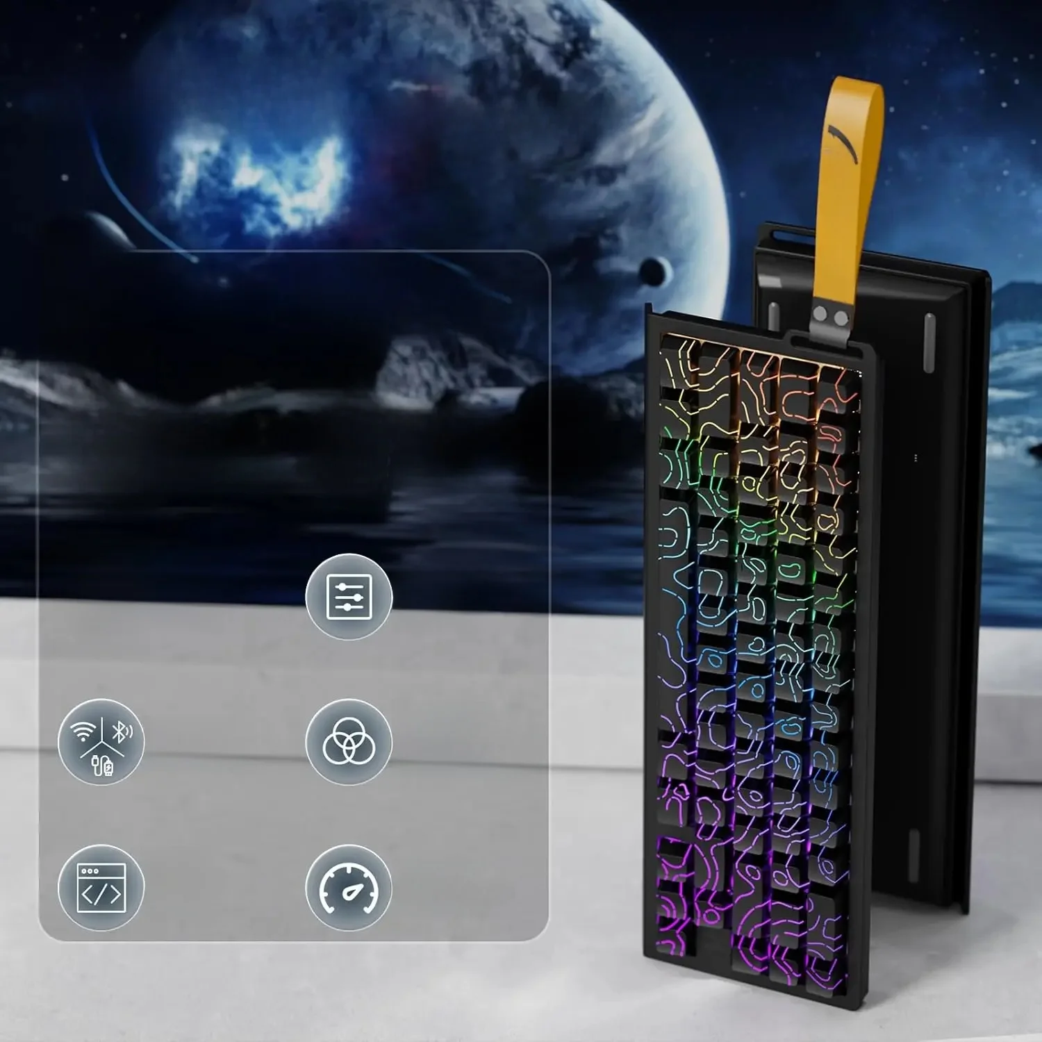 ATTACK SHARK X68PRO HE 60 % kabellose Schnelltrigger-Gaming-Tastatur, einstellbare Bedienung, 8K, Hall-Effekt-Magnetschalter, Tri-Mode