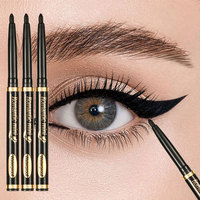 3-Pack Black Eyeliner Pencils - Waterproof, Smudge-Proof & Sweatproof, Long-Lasting Gel Liner with Easy Twist-Up Application