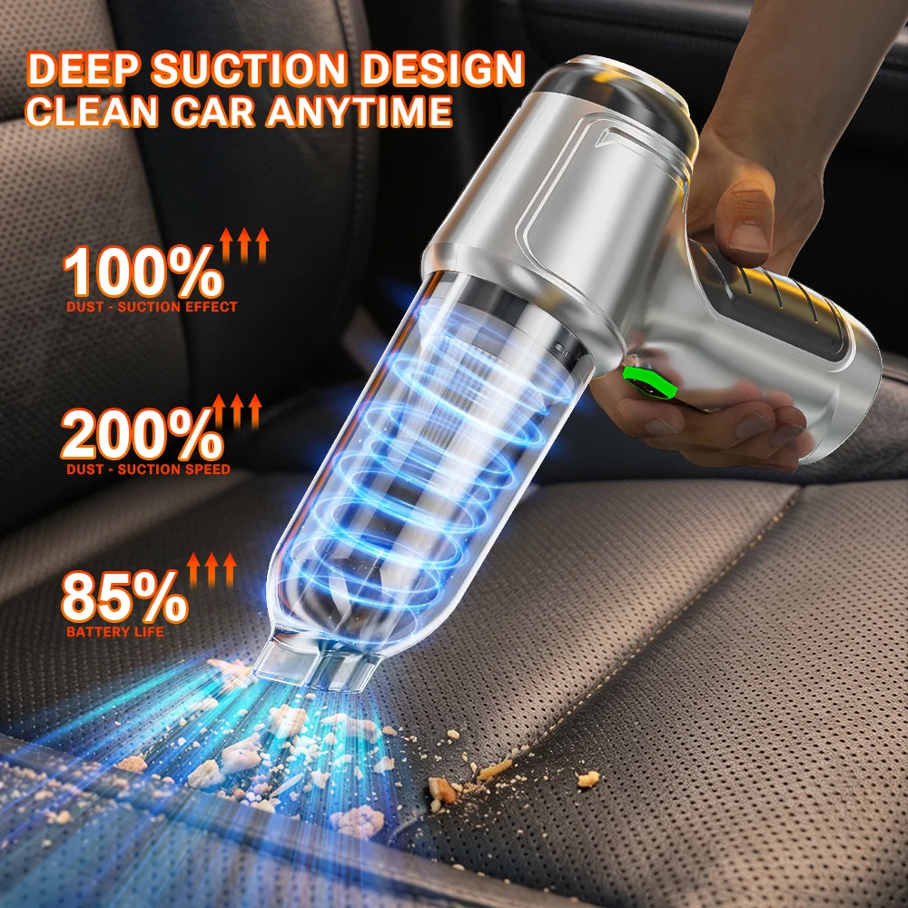 SZUK New 15000Pa Mini Car Vacuum Cleaner, Powerful Suction Cordless Pet Cleaner, Handheld Portable Car Vacuum Cleaner