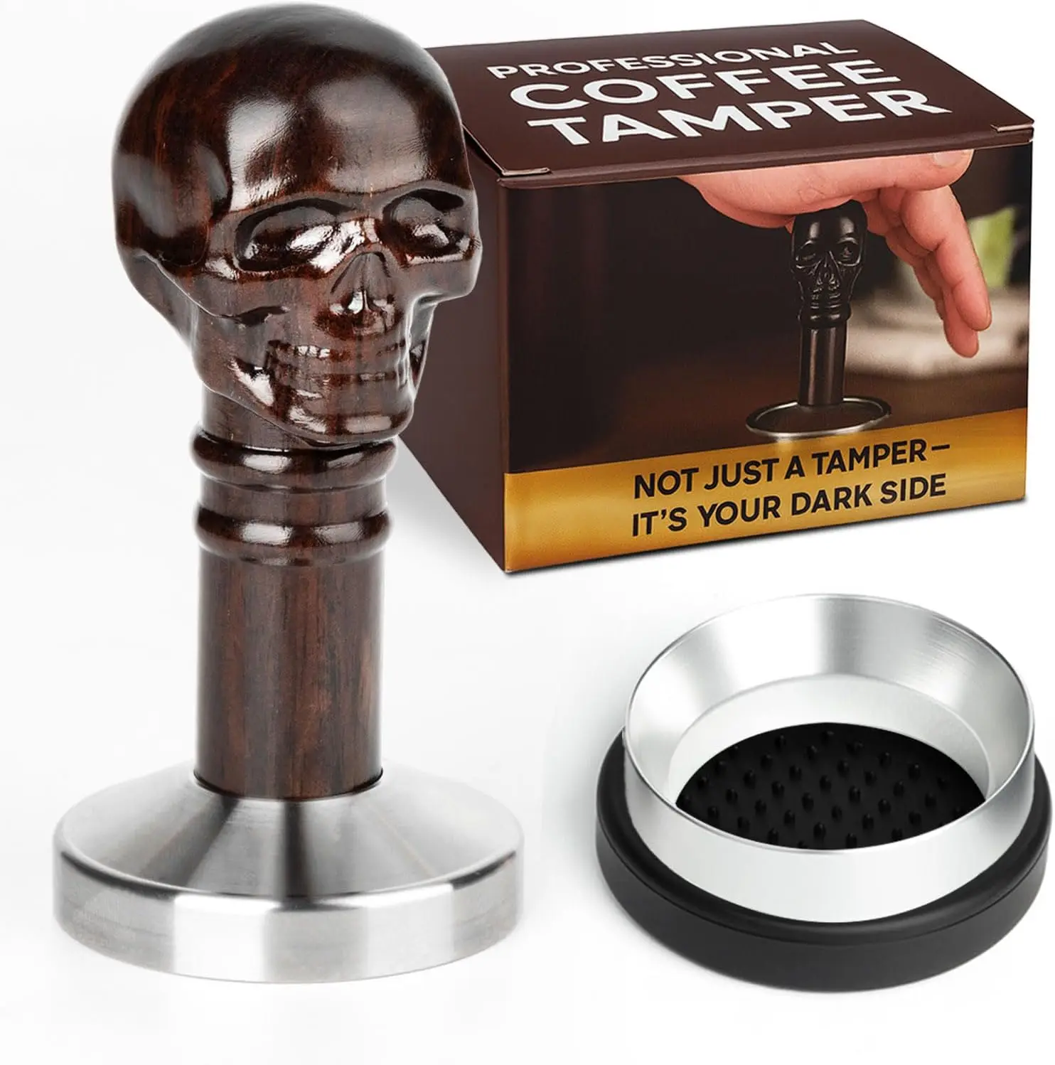 

Espresso Distributor Tool Skull Design - Heavy Duty Coffee Leveler & Tamper for Portafilter Gift Idea for Barista Christmas