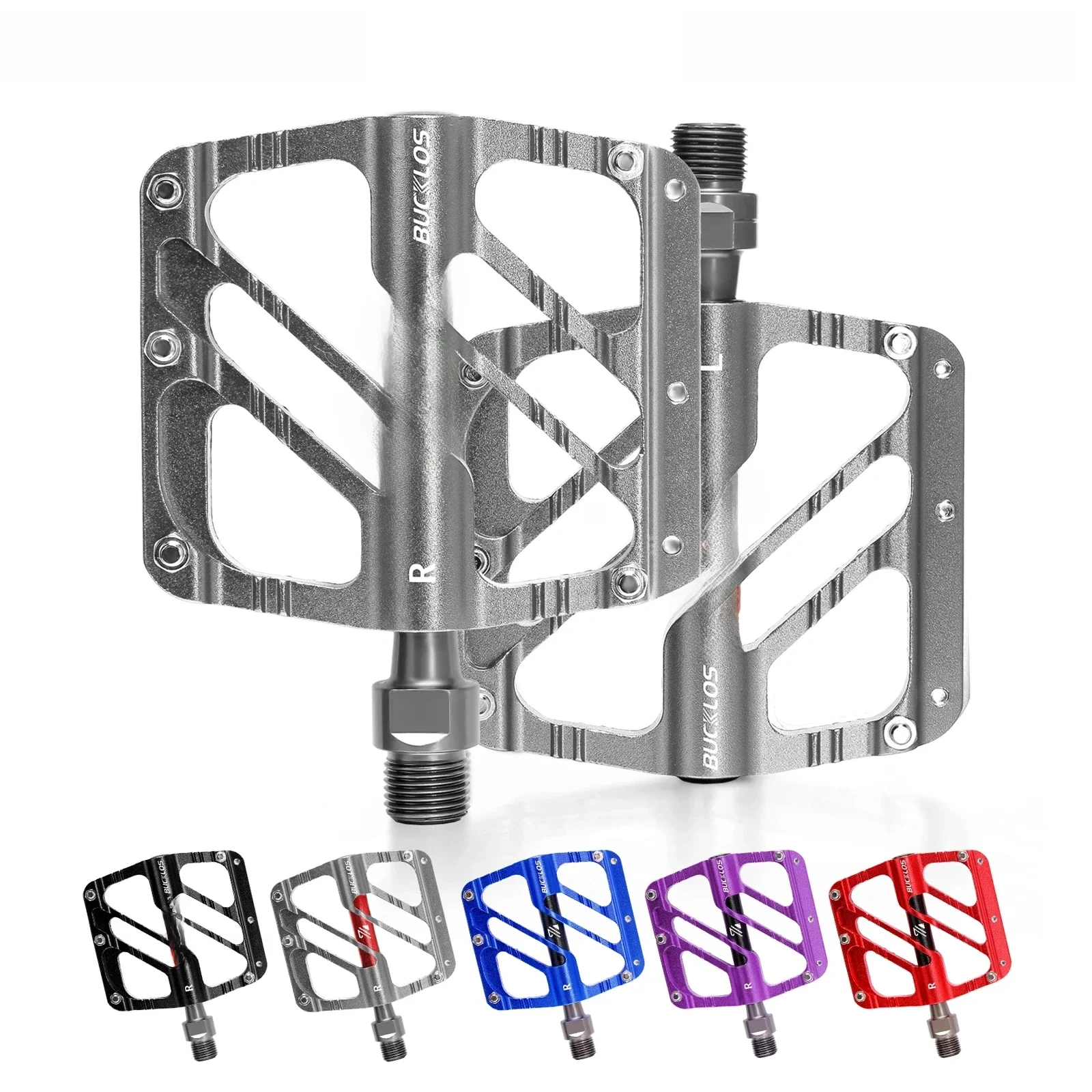 AliExpress BUCKLOS Bicycle Pedals 3 Bearing MTB Bike Flat Pedal Platform Ultralight Non-Slip DU Bearing Platform Pedals for Bicycle Part