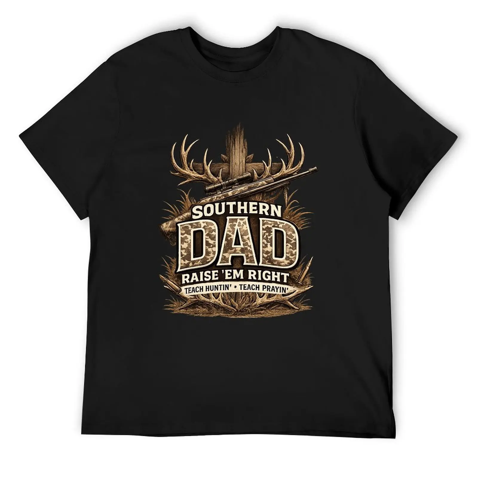 Rustic Cartoon Camo Bow Mallard Duck Duck Call Black Tshirt Country Outdoor Breathable Casual Hunting Tee