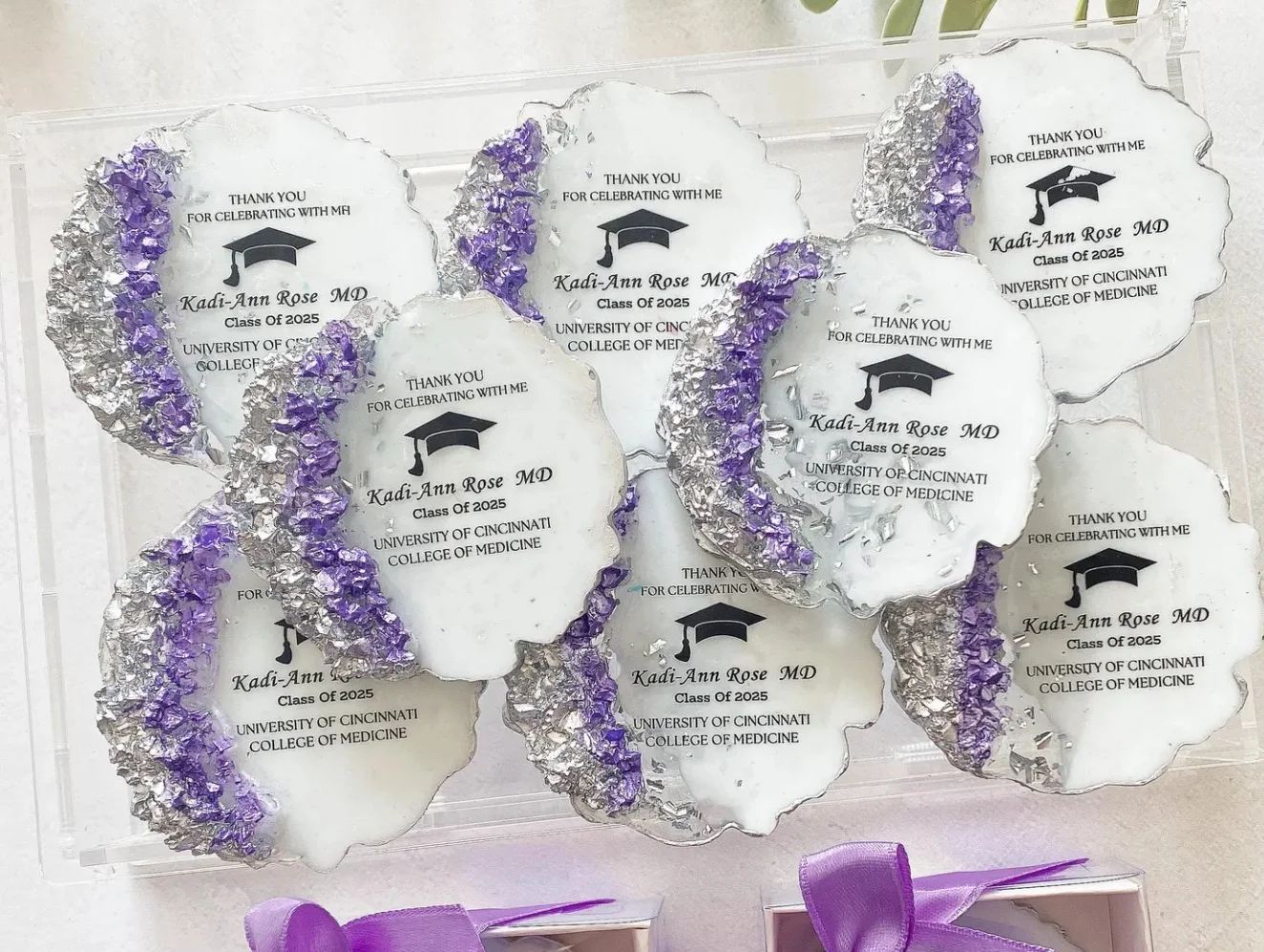 Handmade Epoxy Wedding Magnet Favors, Gypsophila Flower, Personalized