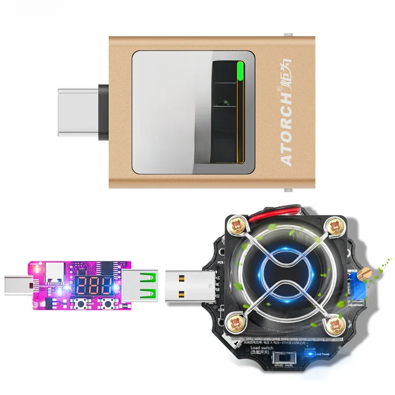 65W elektroniczny tester obciążenia USB DC5-24V typ C woltomierz z PD3.1 wyzwalacz napięcia ładowarka Power Bank detektor pojemności — zdjęcie 2