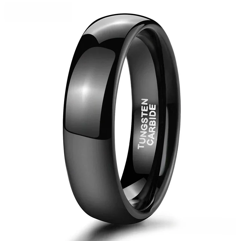 TIGRADE 2/4/6/8mm czarny pierścionek mężczyźni kobiety polerowany węglik wolframu obrączka pierścionek zaręczynowy unisex grawerowanie imienia/konieczności — zdjęcie 2