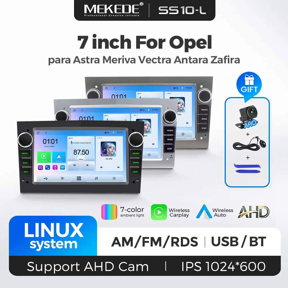 MEKEDE UE Stock 2DIN 7 Pouces Radio de voiture Linux Sans Fil CarPlay Android Auto Lecteur multimédia Écran tactile Stéréo Autoradio Pour Opel Astra H G J Zafira B Corsa C D Antara Vectra Vivaro Bluetooth FM AM RDS USB AHD Caméra arrière Commande au volant