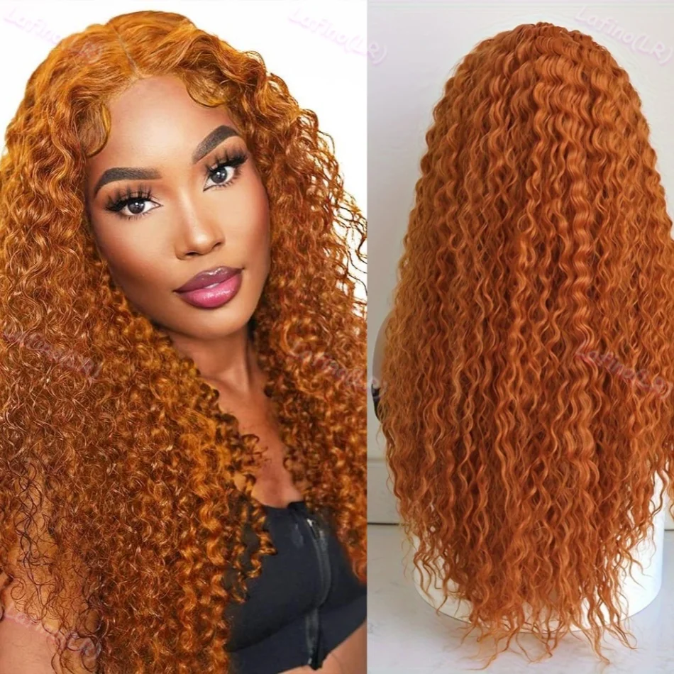 

Orange Ginger Lace Front Wig Human Hair Curly Wigs For Women 30Inch Deep Wave Frontal Wig 13x4 13x6 HD Lace Front Human Hair Wig