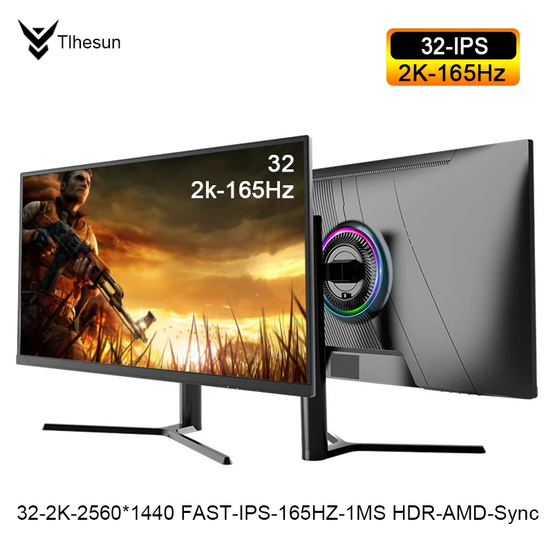Монитор 32 дюймов, 2K,165 Гц 144 Гц, IPS, QHD,  плоский экран для настольного игрового компьютера, HDMI/DP 2560*1440