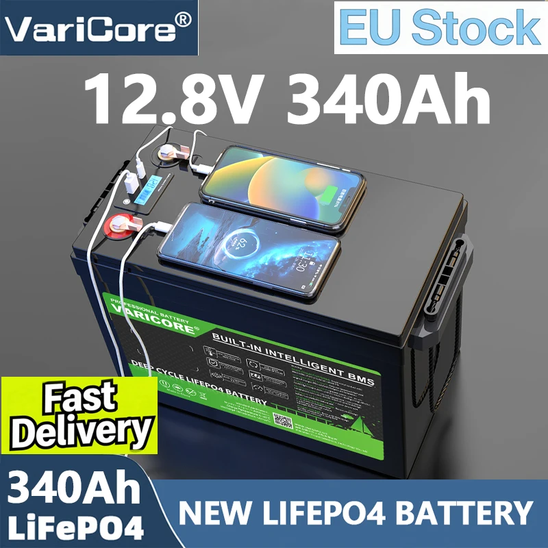 Batterie Varicore 12V 340Ah Lifepo4 - Banque d'alimentation portable pour le camping, les motos et les camping-cars