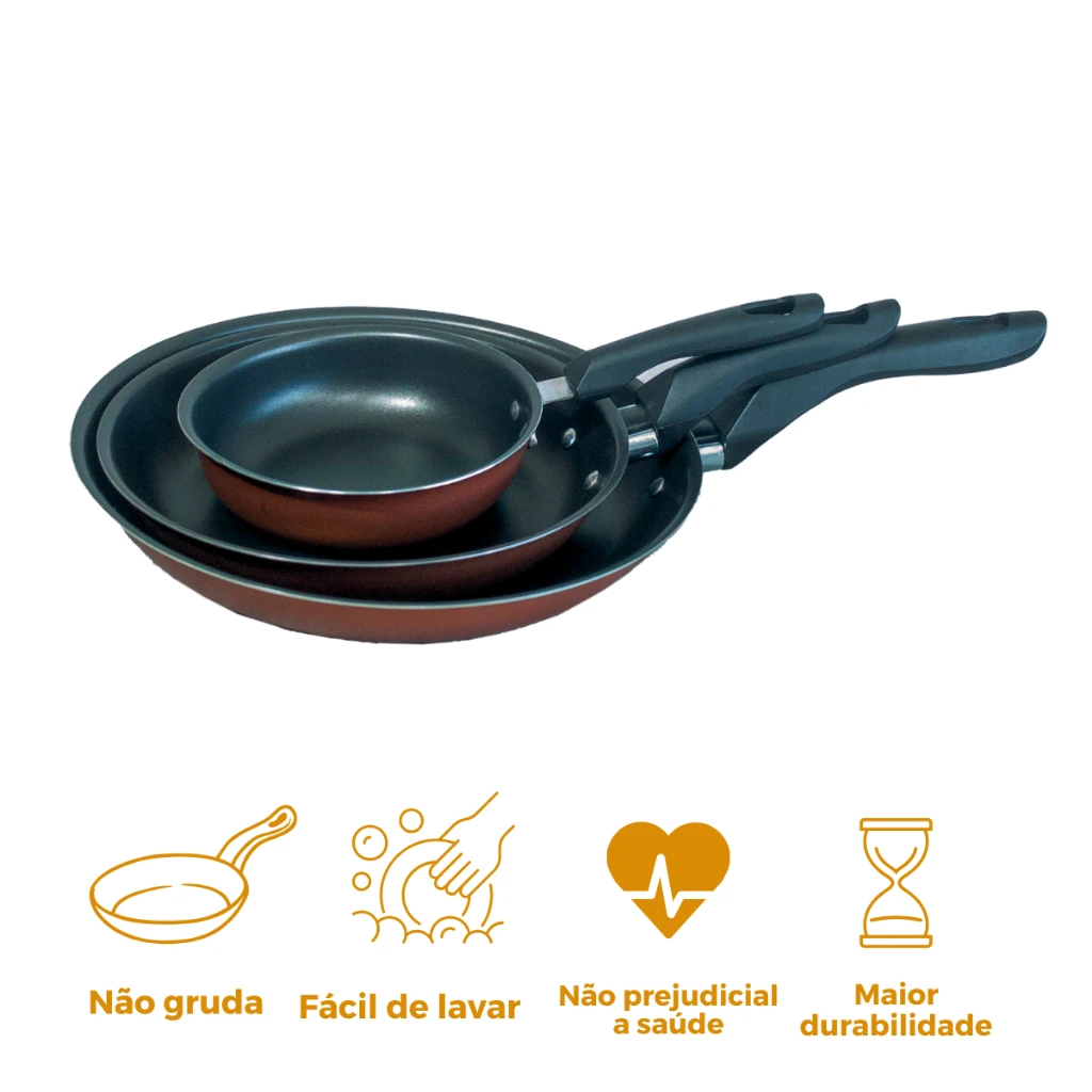 Teflon 3 Pieces Non-stick Frying Pan Set French Egg Fries