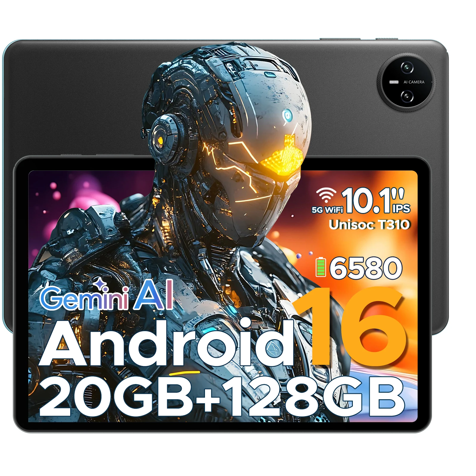 DOOGEE Tab A9 Pro Tablet Android 16 10.1" HD Display 20GB+128GB 6580mAh Large Battery 2 In 1 Tablet Dual Speakers 8MP+5MP Pad PC